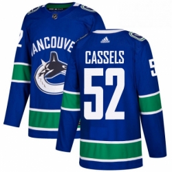 Youth Adidas Vancouver Canucks 52 Cole Cassels Premier Blue Home NHL Jersey 