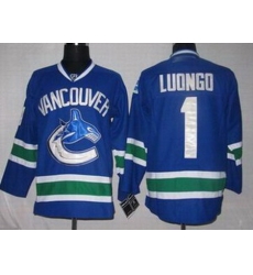 KIDS Vancouver Canucks 1 Roberto Luongo BLUE Jerseys