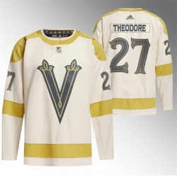 Men Vegas Golden Knights 27 Shea Theodore Cream 2024 Winter Classic Breakaway Stitched Jersey