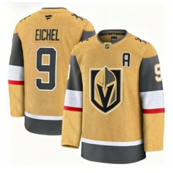 Men Vegas Golden Knights 9 Jack Eichel Gold 2024 25 Home Stitched Hockey With A Patch Jersey