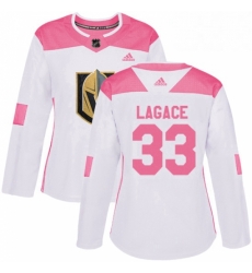 Womens Adidas Vegas Golden Knights 33 Maxime Lagace Authentic WhitePink Fashion NHL Jersey 