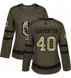 Womens Adidas Vegas Golden Knights 40 Ryan Carpenter Authentic Green Salute to Service NHL Jersey 