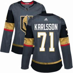 Womens Adidas Vegas Golden Knights 71 William Karlsson Authentic Gray Home NHL Jersey 