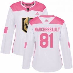 Womens Adidas Vegas Golden Knights 81 Jonathan Marchessault Authentic WhitePink Fashion NHL Jersey 