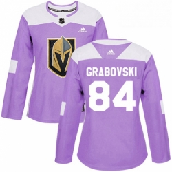 Womens Adidas Vegas Golden Knights 84 Mikhail Grabovski Authentic Purple Fights Cancer Practice NHL Jersey 