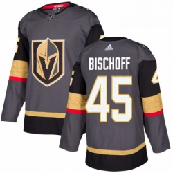 Youth Adidas Vegas Golden Knights 45 Jake Bischoff Authentic Gray Home NHL Jersey 