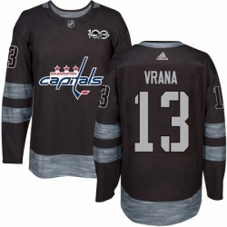 Mens Adidas Washington Capitals 13 Jakub Vrana Authentic Black 1917 2017 100th Anniversary NHL Jersey 