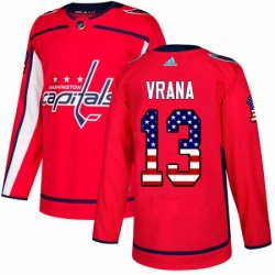 Mens Adidas Washington Capitals 13 Jakub Vrana Authentic Red USA Flag Fashion NHL Jersey 