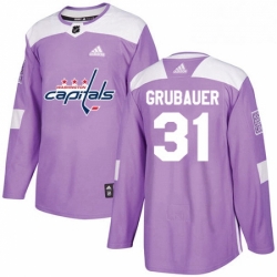 Mens Adidas Washington Capitals 31 Philipp Grubauer Authentic Purple Fights Cancer Practice NHL Jersey 