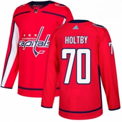 Mens Adidas Washington Capitals 70 Braden Holtby Authentic Red Home NHL Jersey 