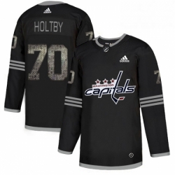 Mens Adidas Washington Capitals 70 Braden Holtby Black 1 Authentic Classic Stitched NHL Jersey 