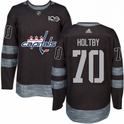 Mens Adidas Washington Capitals 70 Braden Holtby Premier Black 1917 2017 100th Anniversary NHL Jersey 