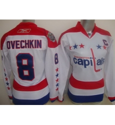 Women Washington Capitals 8 OVECHKIN White NHL Jersey