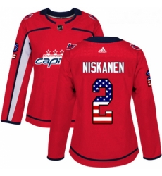 Womens Adidas Washington Capitals 2 Matt Niskanen Authentic Red USA Flag Fashion NHL Jersey 