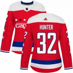 Womens Adidas Washington Capitals 32 Dale Hunter Authentic Red Alternate NHL Jersey 