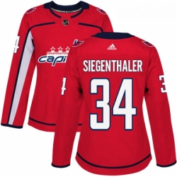 Womens Adidas Washington Capitals 34 Jonas Siegenthaler Premier Red Home NHL Jersey 