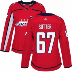 Womens Adidas Washington Capitals 67 Riley Sutter Authentic Red Home NHL Jersey 