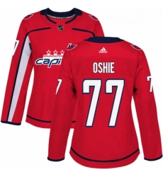 Womens Adidas Washington Capitals 77 TJ Oshie Authentic Red Home NHL Jersey 