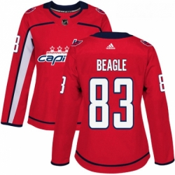 Womens Adidas Washington Capitals 83 Jay Beagle Authentic Red Home NHL Jersey 