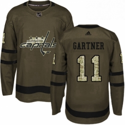 Youth Adidas Washington Capitals 11 Mike Gartner Authentic Green Salute to Service NHL Jersey 