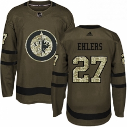 Mens Adidas Winnipeg Jets 27 Nikolaj Ehlers Authentic Green Salute to Service NHL Jersey 