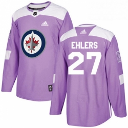 Mens Adidas Winnipeg Jets 27 Nikolaj Ehlers Authentic Purple Fights Cancer Practice NHL Jersey 