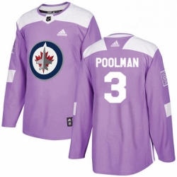 Mens Adidas Winnipeg Jets 3 Tucker Poolman Authentic Purple Fights Cancer Practice NHL Jersey 