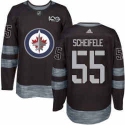 Mens Adidas Winnipeg Jets 55 Mark Scheifele Authentic Black 1917 2017 100th Anniversary NHL Jersey 