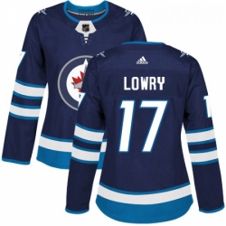 Womens Adidas Winnipeg Jets 17 Adam Lowry Premier Navy Blue Home NHL Jersey 