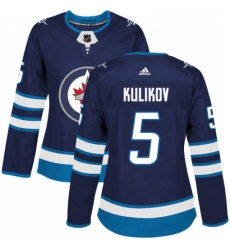 Womens Adidas Winnipeg Jets 5 Dmitry Kulikov Premier Navy Blue Home NHL Jersey 