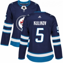 Womens Adidas Winnipeg Jets 5 Dmitry Kulikov Premier Navy Blue Home NHL Jersey 