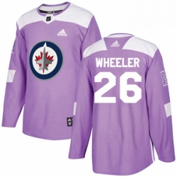 Youth Adidas Winnipeg Jets 26 Blake Wheeler Authentic Purple Fights Cancer Practice NHL Jersey 