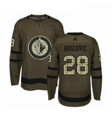 Youth Adidas Winnipeg Jets 28 Jack Roslovic Authentic Green Salute to Service NHL Jersey 