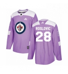 Youth Adidas Winnipeg Jets 28 Jack Roslovic Authentic Purple Fights Cancer Practice NHL Jersey 