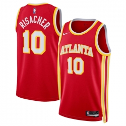 Men Atlanta Hawks 10 Zaccharie Risacher Red 2024 Draft Icon Edition Stitched Jersey