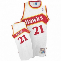 Mens Adidas Atlanta Hawks 21 Dominique Wilkins Authentic White Throwback NBA Jersey