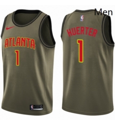 Mens Nike Atlanta Hawks 1 Kevin Huerter Swingman Green Salute to Service NBA Jersey 