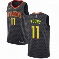 Mens Nike Atlanta Hawks 11 Trae Young Swingman Black NBA Jersey Icon Edition 