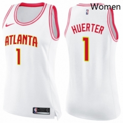 Womens Nike Atlanta Hawks 1 Kevin Huerter Swingman WhitePink Fashion NBA Jersey 