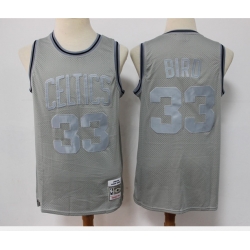 Men Boston Celtics 33 Larry Bird Grey Throwback Stitched Basketball Jersey