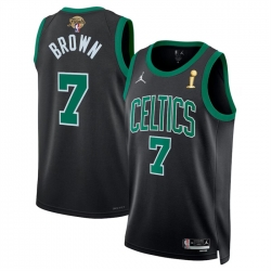 Men Boston Celtics 7 Jaylen Brown Black 2024 Finals Champions Statement Edition Stitched Basketball Jersey