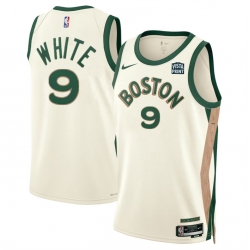 Men Boston Celtics 9 Derrick White White 2023 24 City Edition Stitched Basketball Jersey