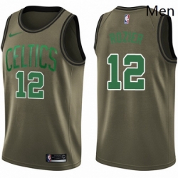 Mens Nike Boston Celtics 12 Terry Rozier Swingman Green Salute to Service NBA Jersey 