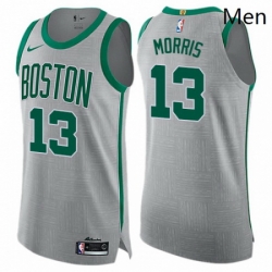 Mens Nike Boston Celtics 13 Marcus Morris Authentic Gray NBA Jersey City Edition 