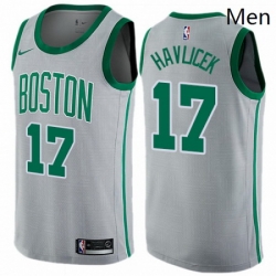 Mens Nike Boston Celtics 17 John Havlicek Swingman Gray NBA Jersey City Edition