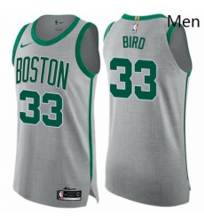 Mens Nike Boston Celtics 33 Larry Bird Authentic Gray NBA Jersey City Edition