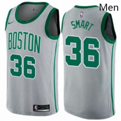 Mens Nike Boston Celtics 36 Marcus Smart Swingman Gray NBA Jersey City Edition