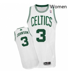 Womens Adidas Boston Celtics 3 Dennis Johnson Authentic White Home NBA Jersey