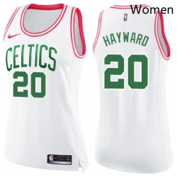 Womens Nike Boston Celtics 20 Gordon Hayward Swingman WhitePink Fashion NBA Jersey 