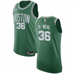 Womens Nike Boston Celtics 36 Shaquille ONeal Authentic GreenWhite No Road NBA Jersey Icon Edition 